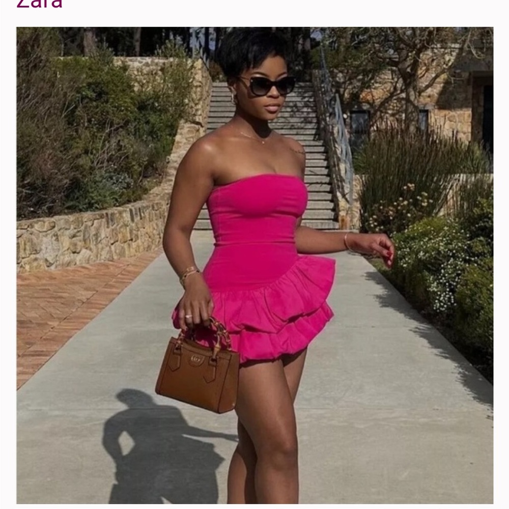 Zara Vibrant Pink Strapless Dress